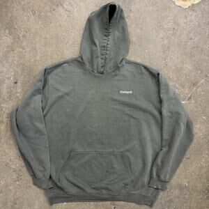 Vintage Carhartt Pullover Hoodie Men’s 2XL Olive Green Faded Distressed Workwear